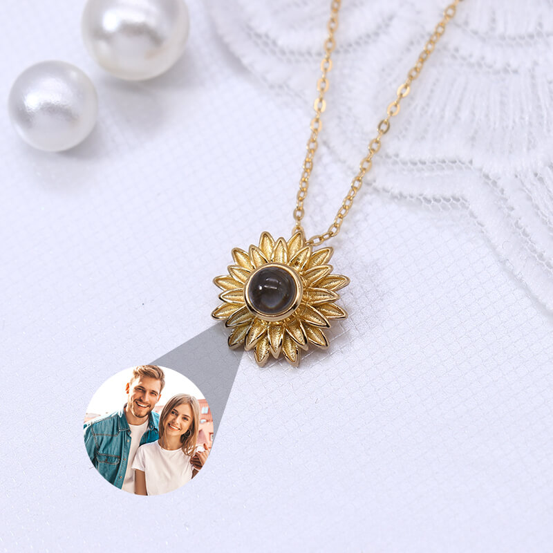 sunflower photo projection necklace